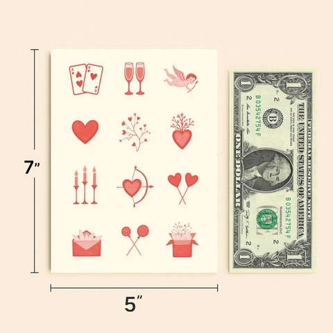 Valentines Day Card Modern Heart Illustrations - Size