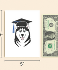 Graduation Card Husky with Cap Cute Illustrated Design - Size
