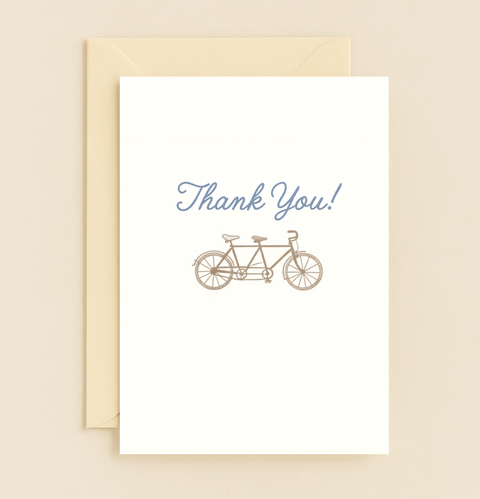 Thank You Greeting Card with Bicycle Illustration - Front