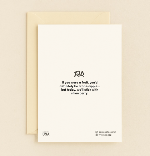 Back of You Are The Sweetest Strawberry Card with P.S. message