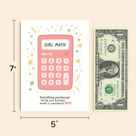 Funny Birthday Greeting Card Pink Calculator Design - Size