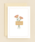 Thank You Greeting Card Illustrated Floral Design - Front