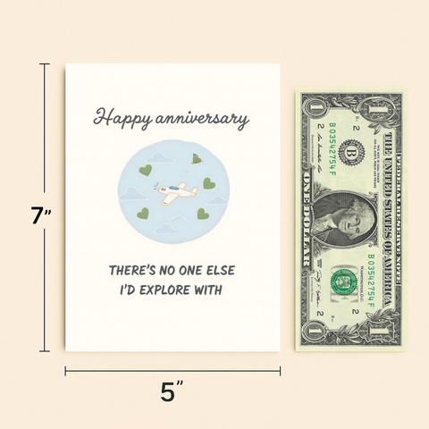 Anniversary Card Cute Airplane Travel Theme - Size