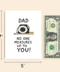 Funny Dad Greeting Card Tape Measure Design - Size