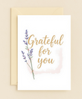 Grateful Thank You Card Lavender Bouquet Illustrated - Front