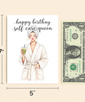 Funny Birthday Card Spa Day Queen Illustration - Size