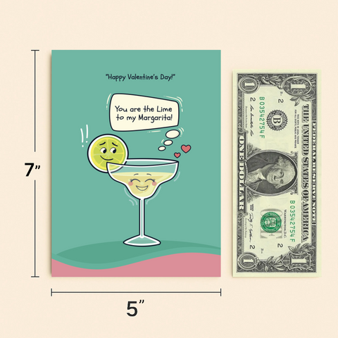 Funny Valentines Card with Cute Margarita Illustration - Size