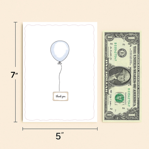 Thank You Balloon Greeting Card Simple Modern Design - Size