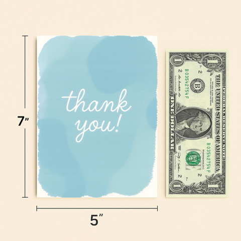 Thank You Greeting Card Modern Watercolor Design - Size