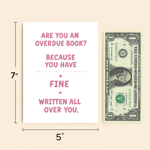Funny Birthday Greeting Card Overdue Book Pun - Size
