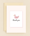 Thank You Card Cute Pink Duck Illustration - Front