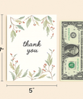 Thank You Card with Illustrated Leaf Border - Size