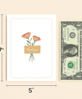 Thank You Greeting Card Illustrated Floral Design - Size