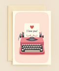Love Greeting Card Cute Retro Typewriter Design - Front