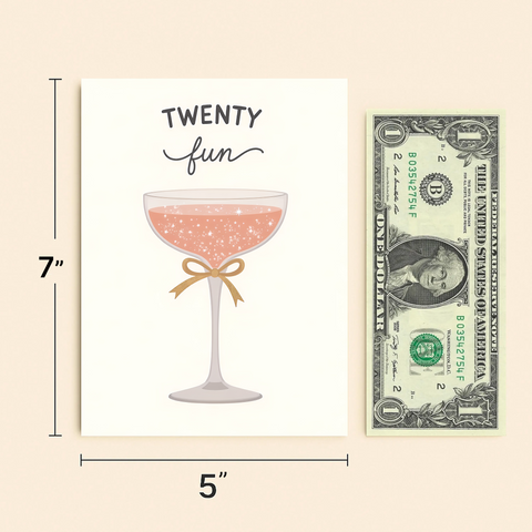 Funny Birthday Card Champagne Glass Design - Size