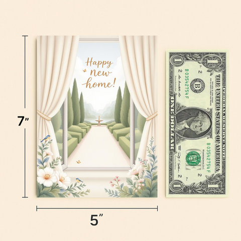 New Home Card Illustrated Garden View - Size