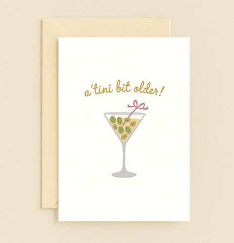 Funny Birthday Greeting Card Martini Illustration - Front