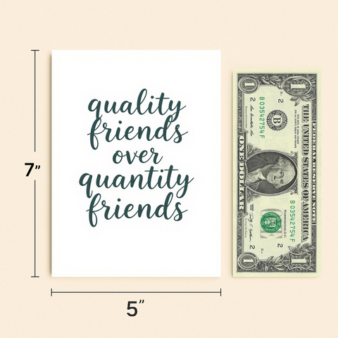 Friendship Greeting Card Handlettered Minimalist Design - Size