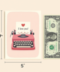 Love Greeting Card Cute Retro Typewriter Design - Size