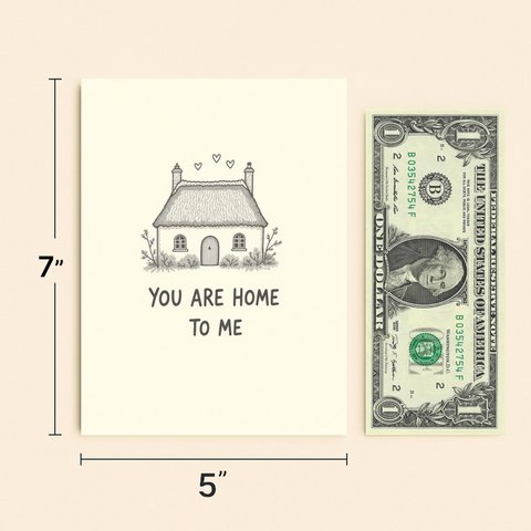 Romantic Greeting Card with Cozy Cottage Illustration - Size