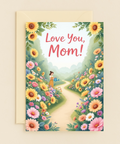 Love You Mom Sunflower Daisy Watering Flowers Path Greeting Card product image