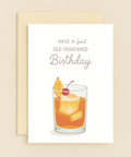Old Fashioned Birthday Card Modern Cocktail Design - Front