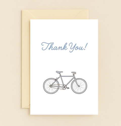 Thank You Card with Bicycle Illustration Modern Design - Front