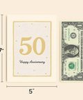 50th Anniversary Card Classic Gold Design - Size