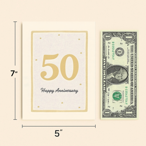 50th Anniversary Card Classic Gold Design - Size
