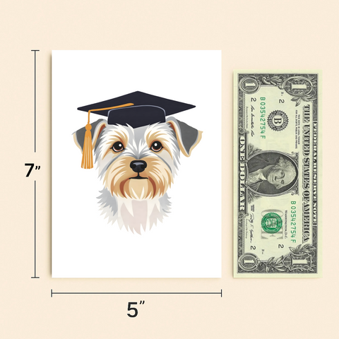 Funny Graduation Card Cute Dog Congrats - Size