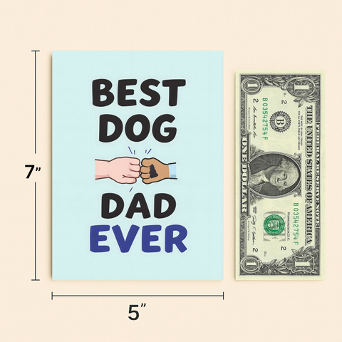 Funny Dog Dad Greeting Card Fist Bump Design - Size
