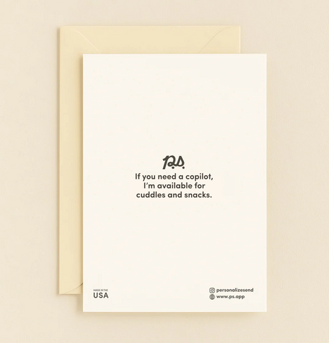 Funny Greeting Card with Airplane Joke - Back