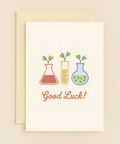 Good Luck Greeting Card with Cute Science Beakers - Front
