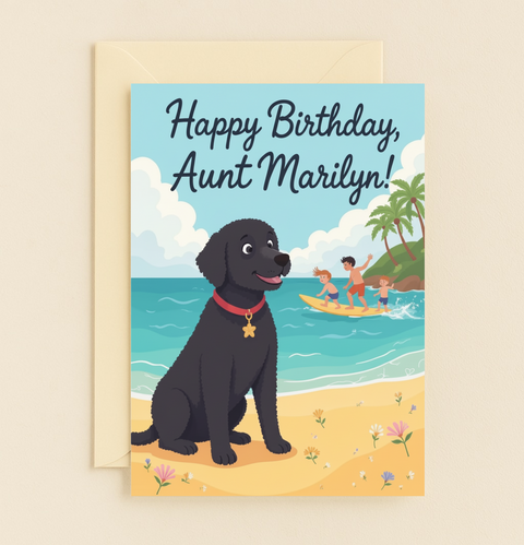 Black Dog Beach Surf Kids Aunt Marilyn Birthday Card product image