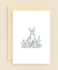 Easter Greeting Card Cute Illustrated Bunny and Eggs Design - Front