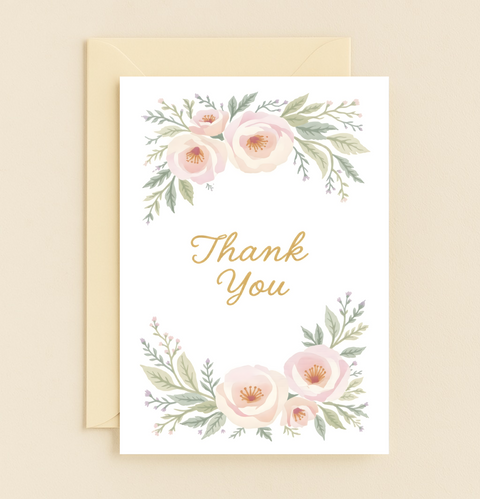 Thank You Card with Modern Floral Design - Front