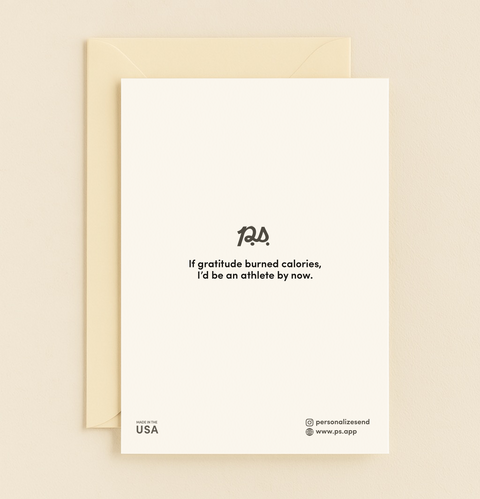 Back of Elegant Handwritten Thank You Card with P.S. message