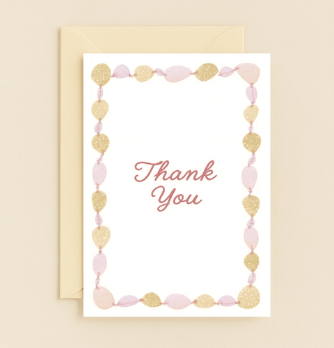 Thank You Card Gold Glitter Balloon Border Modern Design - Front