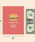 Thank You Greeting Card Cute Burger Design - Size