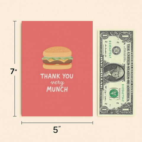 Thank You Greeting Card Cute Burger Design - Size