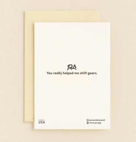 Thank You Card with Bicycle Illustration Modern Design - Back