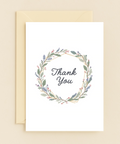 Thank You Card Floral Wreath Elegant Design - Front