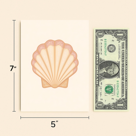 Seashell Greeting Card Illustrated Coastal Design - Size