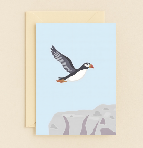 Puffin Greeting Card Modern Illustrated Design - Front