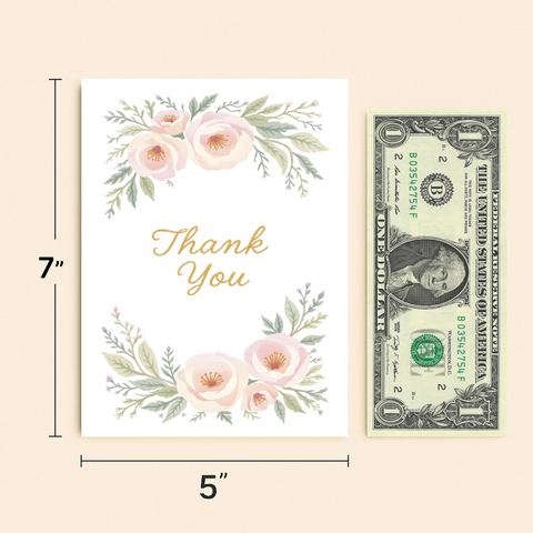 Thank You Card with Modern Floral Design - Size