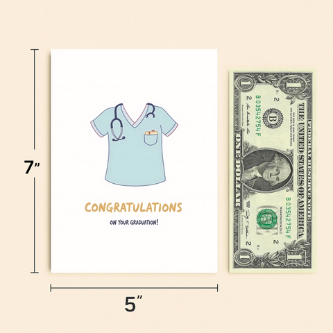 Nurse Graduation Card Cute Stethoscope Design - Size