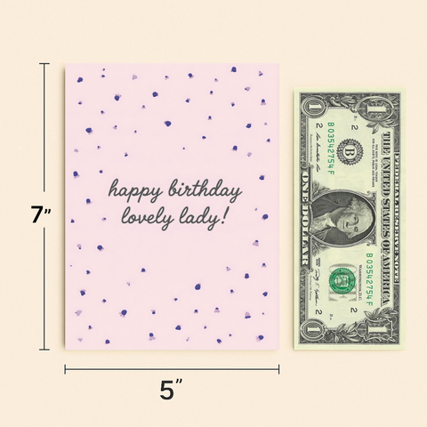 Funny Birthday Card for Her Lovely Lady Confetti Design - Size