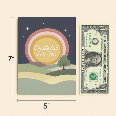 Grateful for You Card Modern Sunrise Design - Size