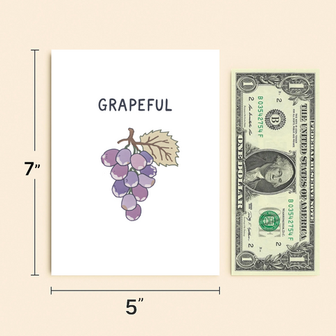 Funny Greeting Card Cute Grapes Illustration - Size