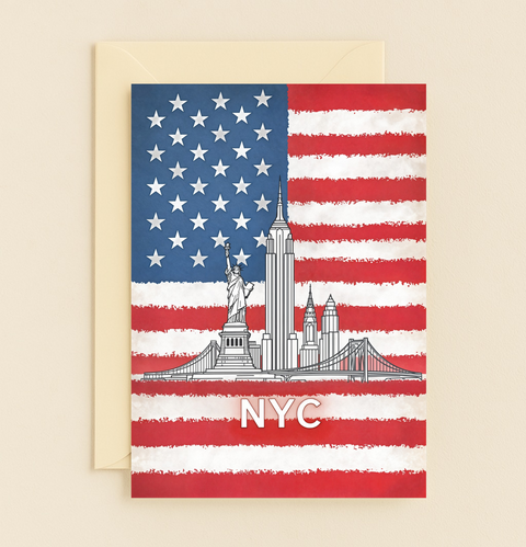 NYC Greeting Card Modern American Flag Design - Front